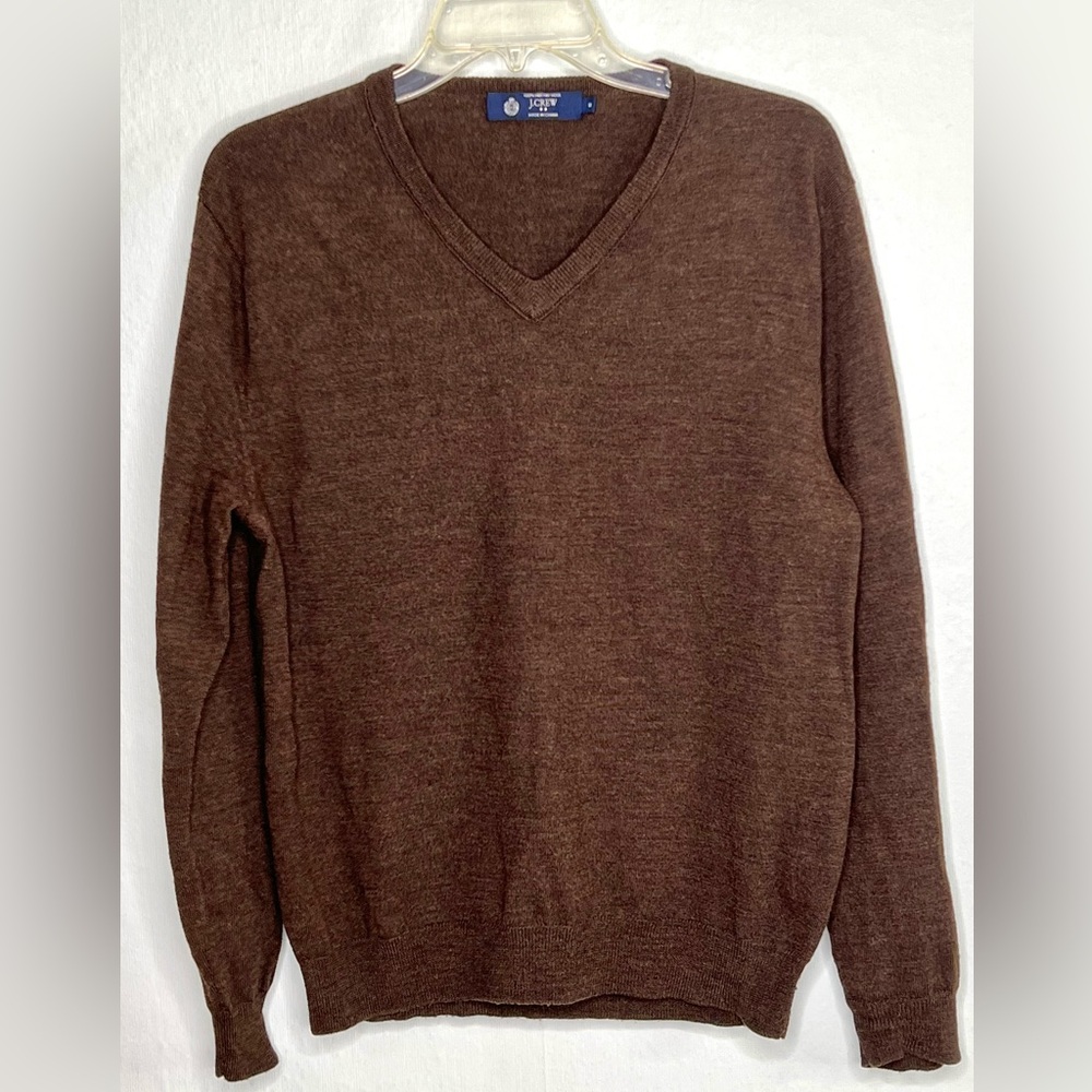 J.Crew Womens sz. Medium Brown Merino Wool V-Neck Long Sleeve Sweater